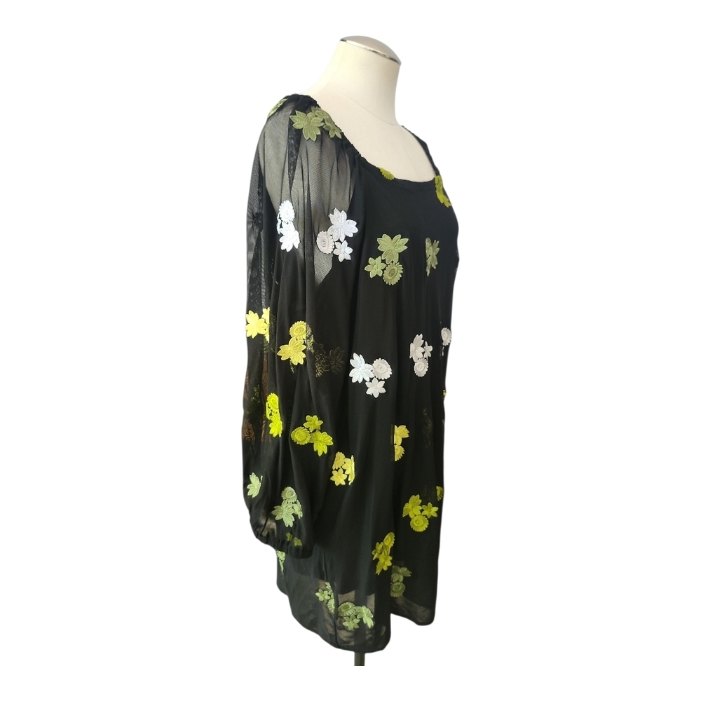 Skyes The Limit Black Floral Sheer Tunic Dress 2X Boho Layered Lined - Picture 4 of 10